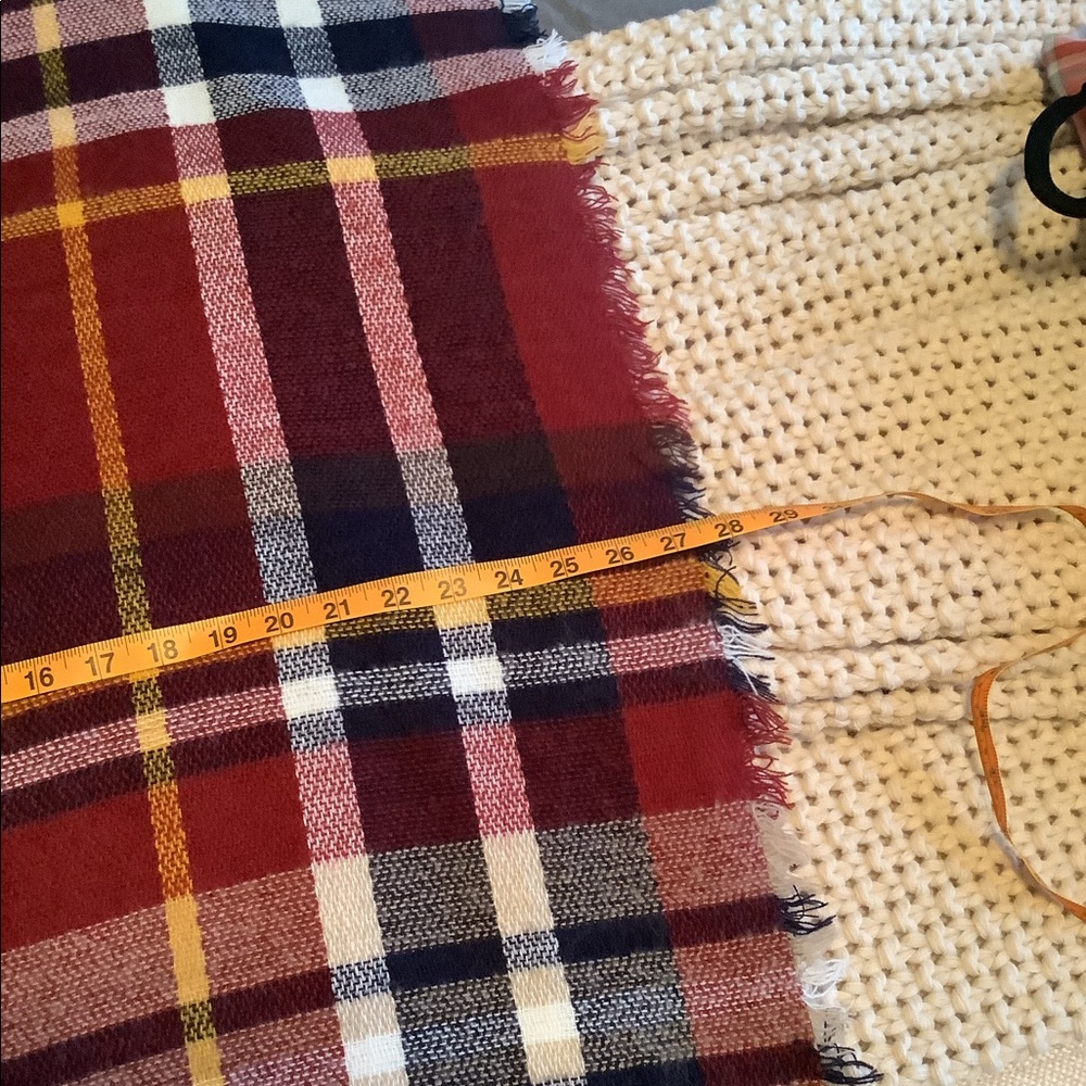 Burgundy Plaid Blanket Scarf - Picture 4 of 5